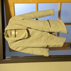 Nwt $3590 Giorgio Brato Women's Cream Open Front 100% Shearling Coat